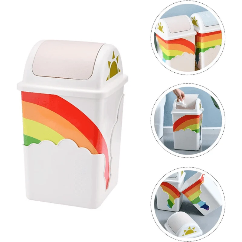 Rainbow Trash Can With Swing Top -Bathlova