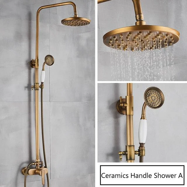 Rainfall Bathroom Shower Set Antique Shower Mixers with Handshower -Bathlova