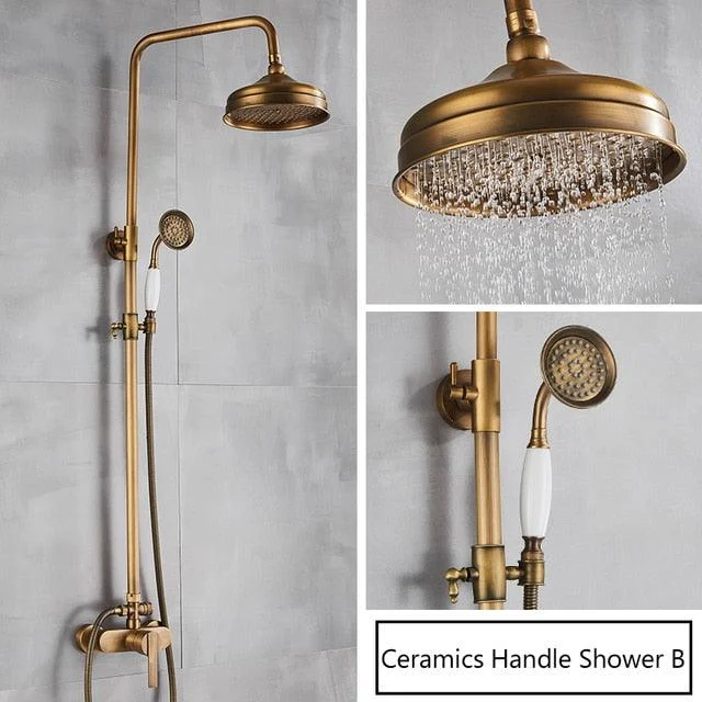 Rainfall Bathroom Shower Set Antique Shower Mixers with Handshower -Bathlova