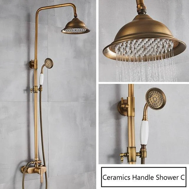 Rainfall Bathroom Shower Set Antique Shower Mixers with Handshower -Bathlova