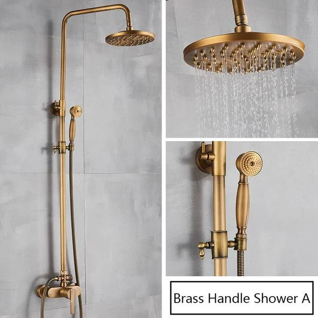 Rainfall Bathroom Shower Set Antique Shower Mixers with Handshower -Bathlova