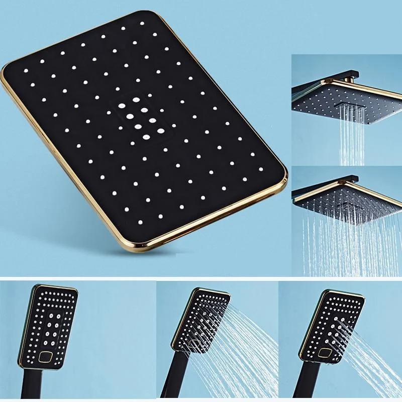 Rainfall Black Rectangle Shower Head with Multi-function Handshower Head -Bathlova