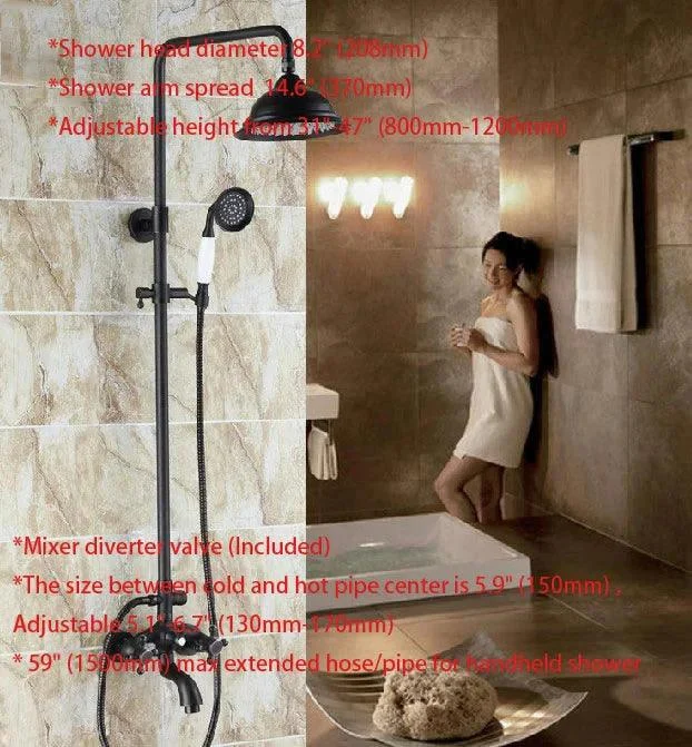 Rainfall Handheld Shower Tap Set Dual Cross Knob Handle Taps Kit -Bathlova