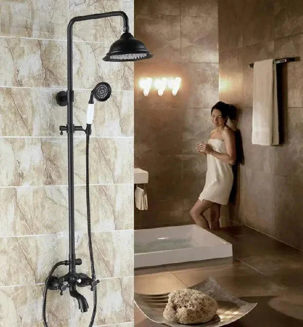 Rainfall Handheld Shower Tap Set Dual Cross Knob Handle Taps Kit -Bathlova