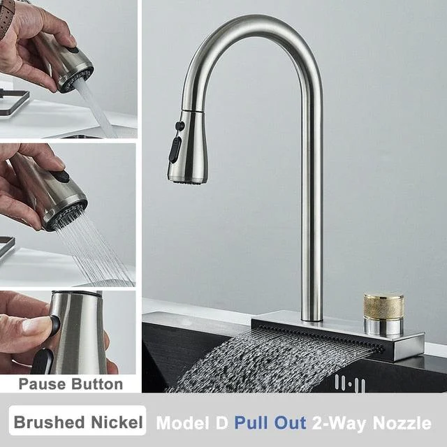 Rainfall Kitchen Tap Pull Out 3 Way Nozzle Gourmet Kitchen Tap -Bathlova