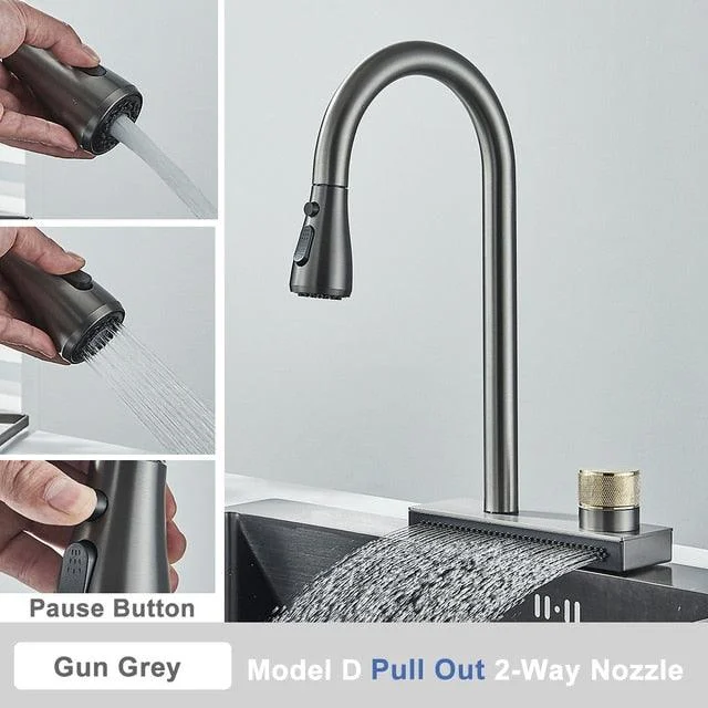 Rainfall Kitchen Tap Pull Out 3 Way Nozzle Gourmet Kitchen Tap -Bathlova