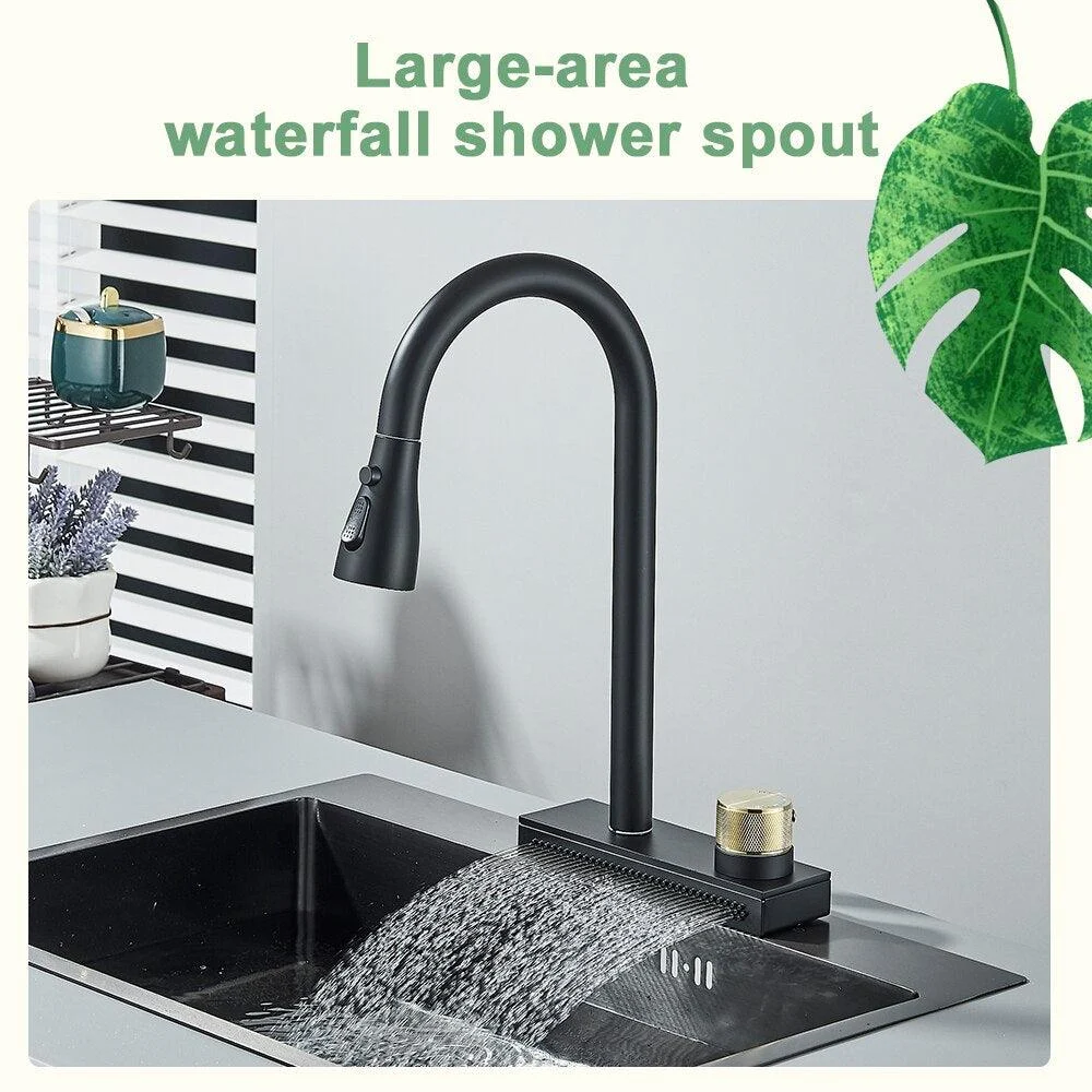 Rainfall Kitchen Tap Pull Out 3 Way Nozzle Gourmet Kitchen Tap -Bathlova