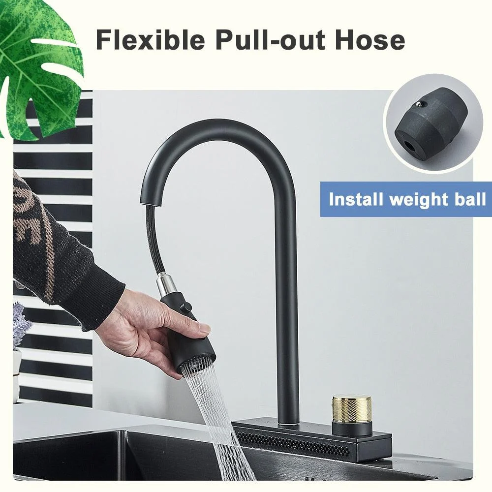 Rainfall Kitchen Tap Pull Out 3 Way Nozzle Gourmet Kitchen Tap -Bathlova