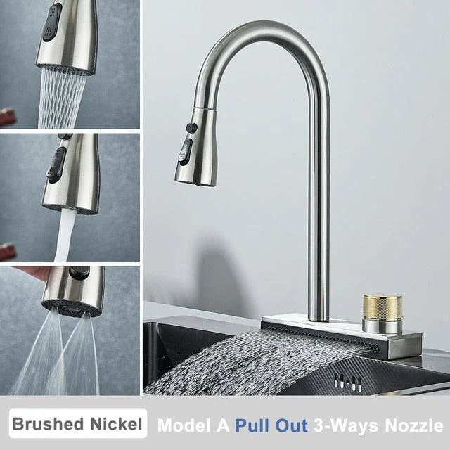 Rainfall Kitchen Tap Pull Out 3 Way Nozzle Gourmet Kitchen Tap -Bathlova