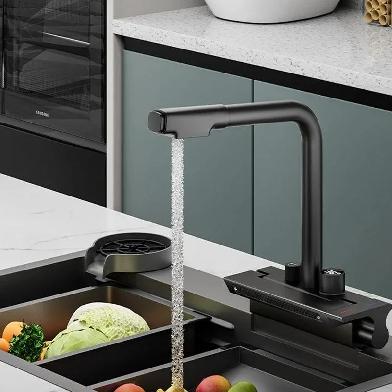 Rainfall Kitchen Tap Temperature Digital Display Pull Out Tap -Bathlova