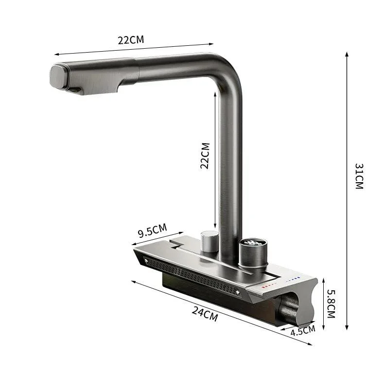 Rainfall Kitchen Tap Temperature Digital Display Pull Out Tap -Bathlova