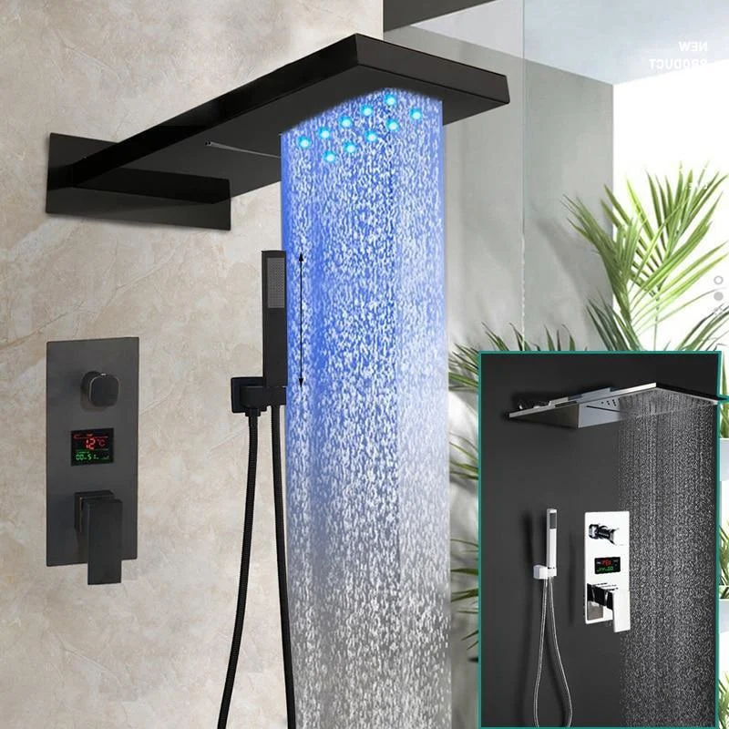 Rainfall Shower Head Digital Display Mixer Waterfall Shower Tap Set -Bathlova