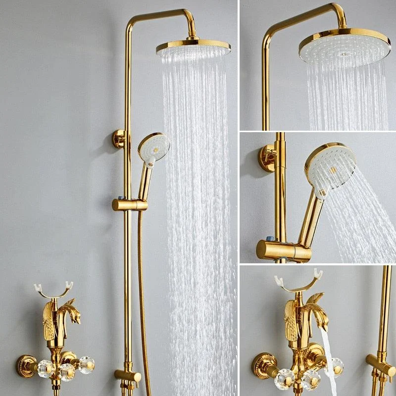 Rainfall Shower Mixer Tap Polished Gold Bath and Shower Tap Set -Bathlova