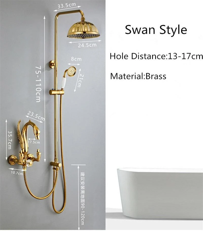 Rainfall Shower Mixer Tap Polished Gold Bath and Shower Tap Set -Bathlova