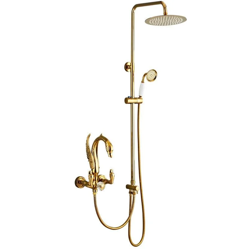 Rainfall Shower Mixer Tap Polished Gold Bath and Shower Tap Set -Bathlova