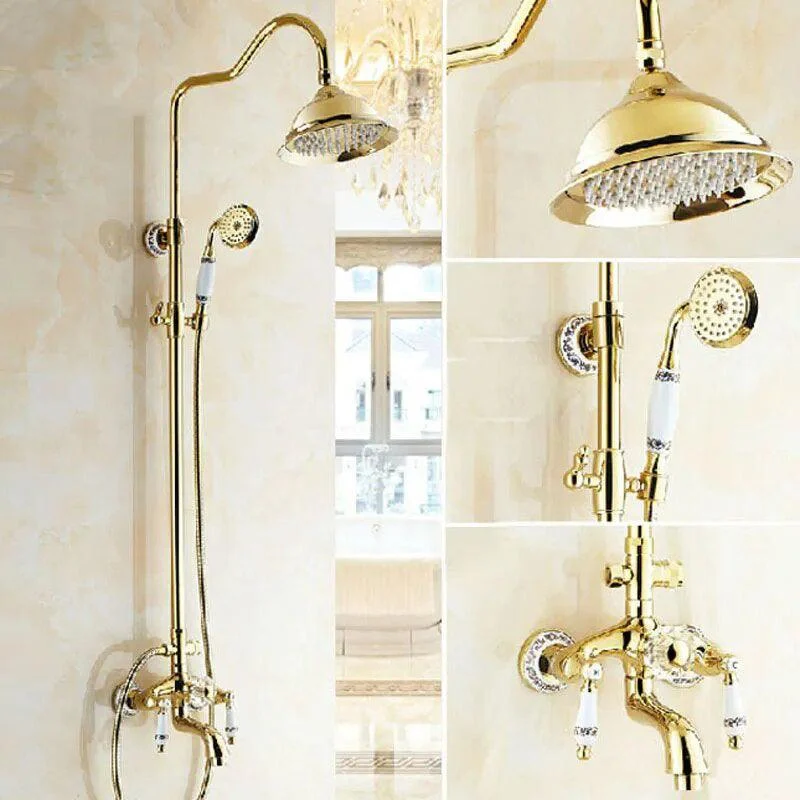 Rainfall Shower Tub Tap Set Wall Mounted Rotate Spout Shower -Bathlova