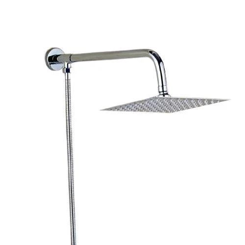 Rainfall Style Shower Head with Shower Arm And Shower Hose -Bathlova