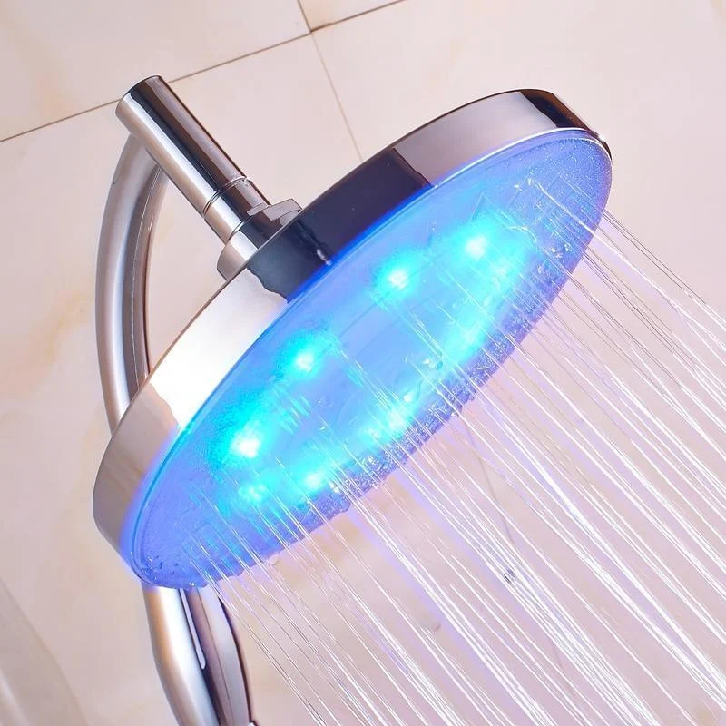 Rainfall Type LED Light Round Hand Held Shower Arm with Bracket and Hose -Bathlova