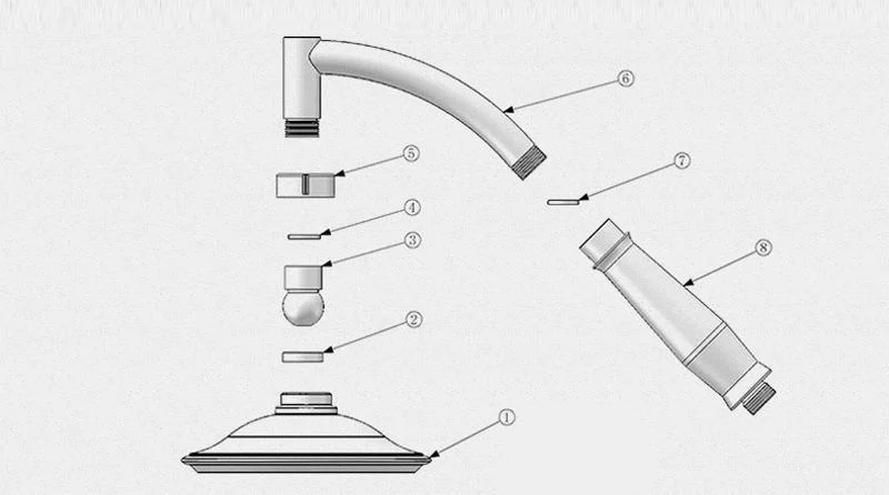 Rainfall Type LED Light Round Hand Held Shower Arm with Bracket and Hose -Bathlova