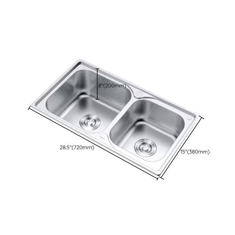 Rectangle 1 Holes Kitchen Sink Stainless Steel Double Basin Sink -Bathlova