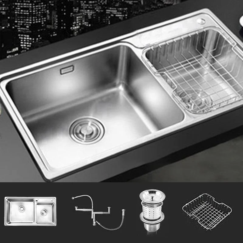 Rectangle 2 Holes Kitchen Sink Stainless Steel Double Basin Sink -Bathlova