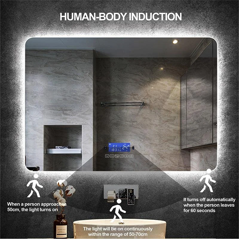 Rectangle Bluetooth Smart Bathroom Makeup Mirror With LED Light -Bathlova