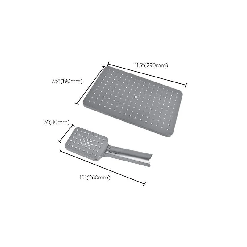 Rectangle Grey Shower Head Combo Standard Spray Pattern Showerhead -Bathlova