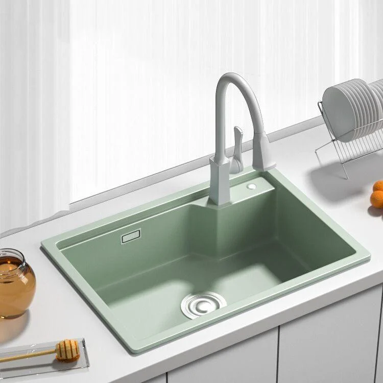 Rectangle Quartz Kitchen Sink in Peppermint Green Single Bowl Sink -Bathlova