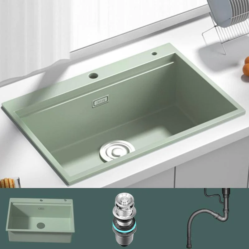 Rectangle Quartz Kitchen Sink in Peppermint Green Single Bowl Sink -Bathlova