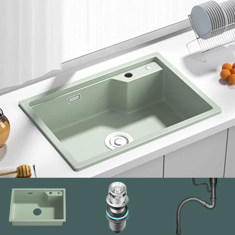 Rectangle Quartz Kitchen Sink in Peppermint Green Single Bowl Sink -Bathlova