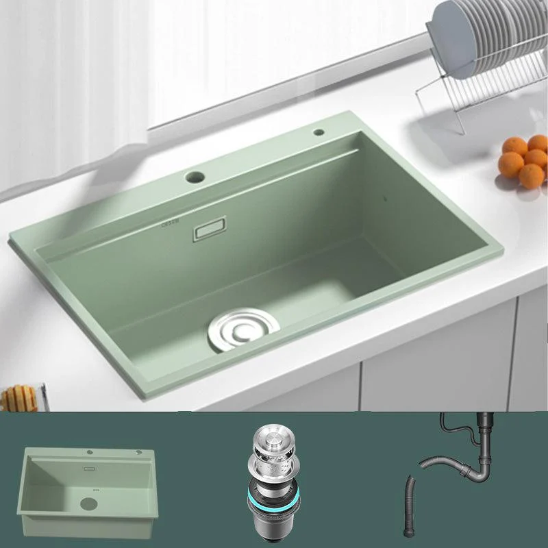 Rectangle Quartz Kitchen Sink in Peppermint Green Single Bowl Sink -Bathlova