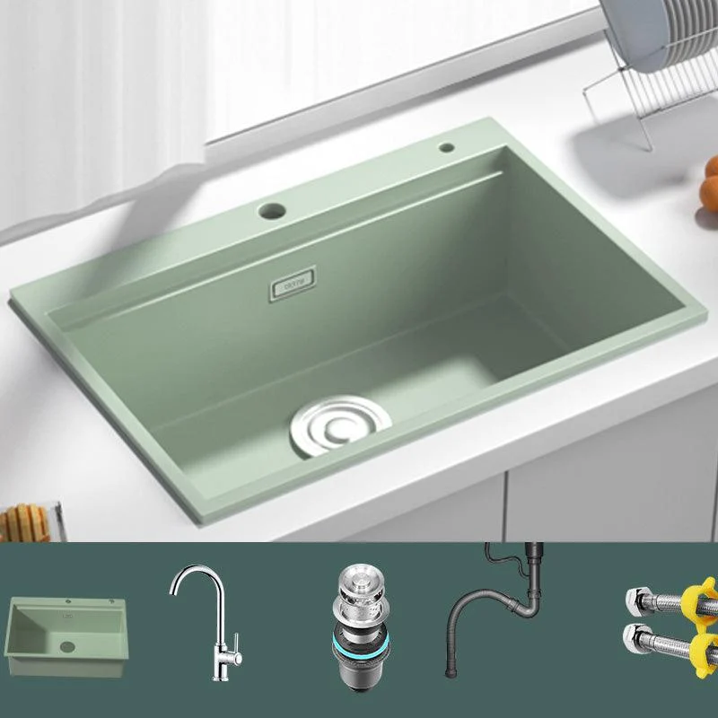 Rectangle Quartz Kitchen Sink in Peppermint Green Single Bowl Sink -Bathlova