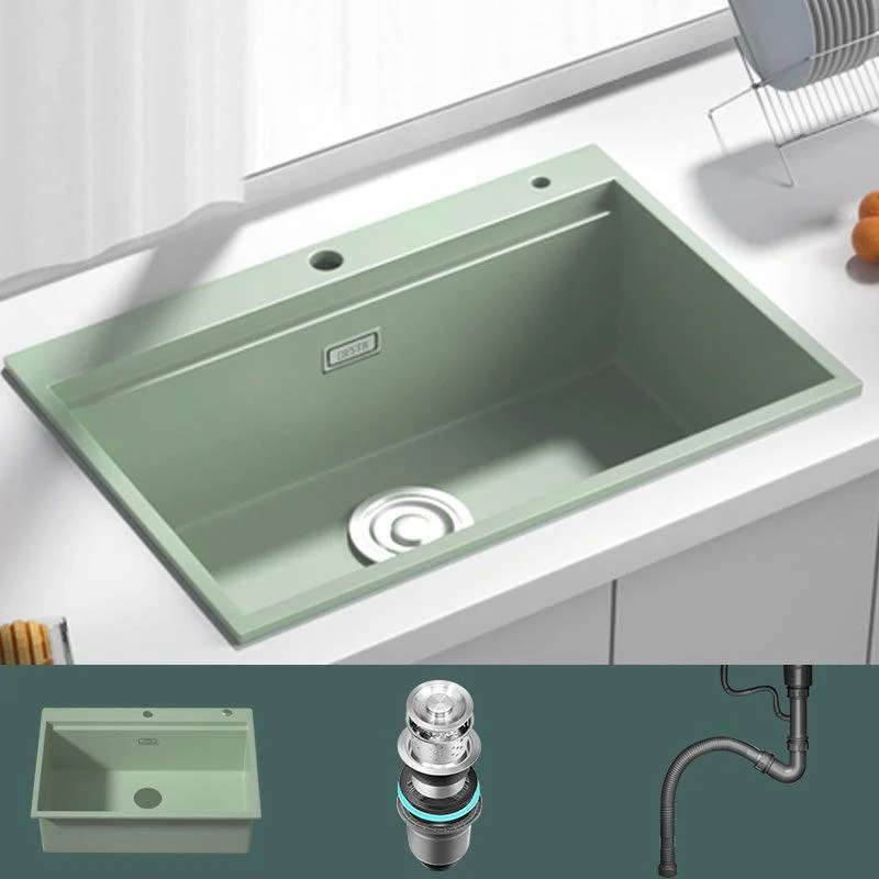 Rectangle Quartz Kitchen Sink in Peppermint Green Single Bowl Sink -Bathlova