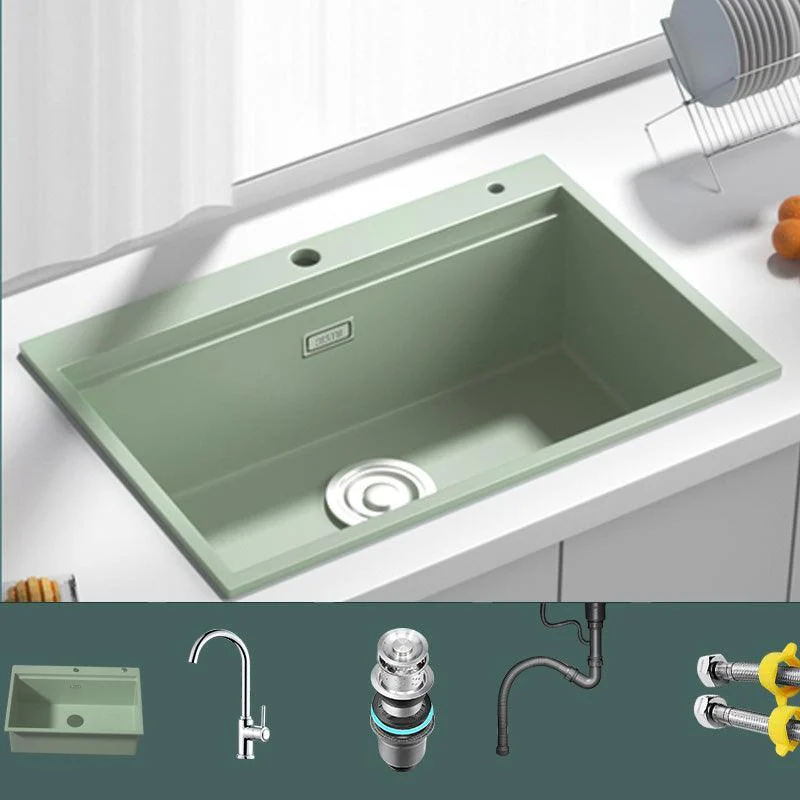 Rectangle Quartz Kitchen Sink in Peppermint Green Single Bowl Sink -Bathlova