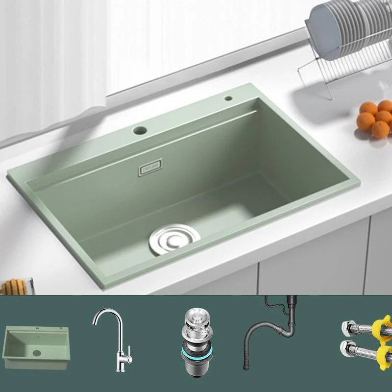 Rectangle Quartz Kitchen Sink in Peppermint Green Single Bowl Sink -Bathlova