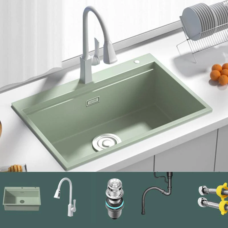 Rectangle Quartz Kitchen Sink in Peppermint Green Single Bowl Sink -Bathlova