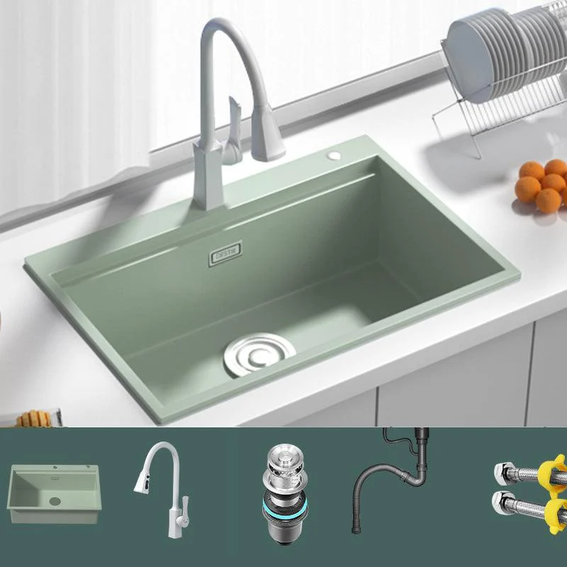 Rectangle Quartz Kitchen Sink in Peppermint Green Single Bowl Sink -Bathlova