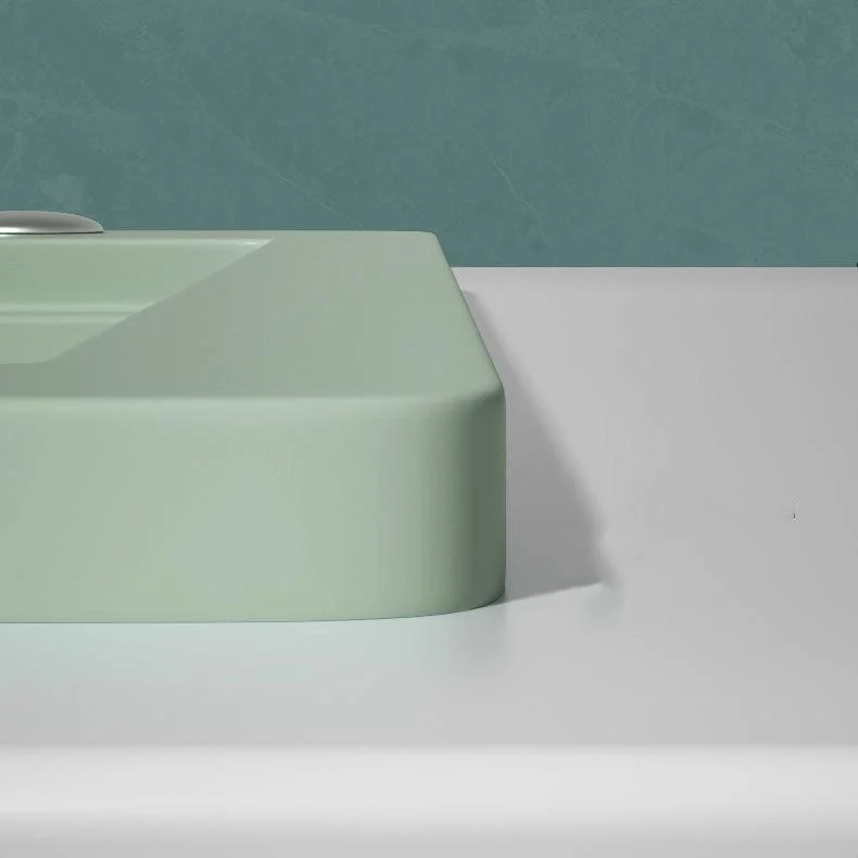 Rectangle Quartz Kitchen Sink in Peppermint Green Single Bowl Sink -Bathlova