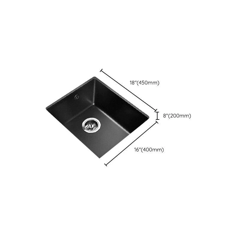 Rectangle Quartz Sink in Black Drop-In Kitchen Sink with Drain Assembly -Bathlova