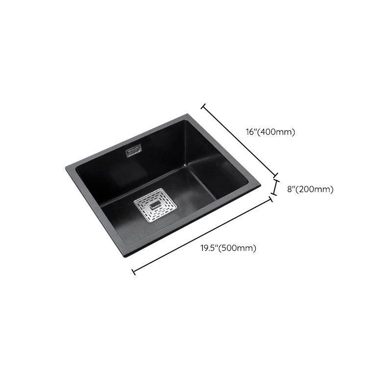 Rectangle Quartz Sink in Black Drop-In Kitchen Sink with Drain Assembly -Bathlova