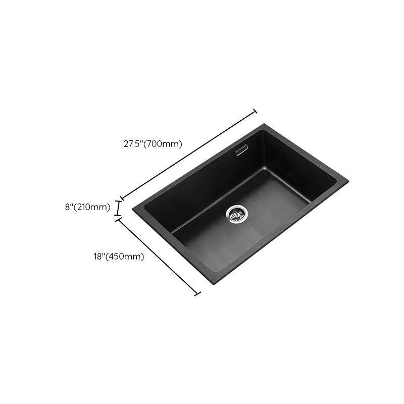 Rectangle Quartz Sink in Black Drop-In Kitchen Sink with Drain Assembly -Bathlova