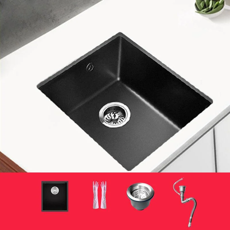 Rectangle Quartz Sink in Black Drop-In Kitchen Sink with Drain Assembly -Bathlova