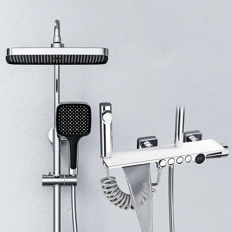 Rectangle Shower Combo Digital Display Adjustable Spray Pattern Wall Mount Shower System -Bathlova