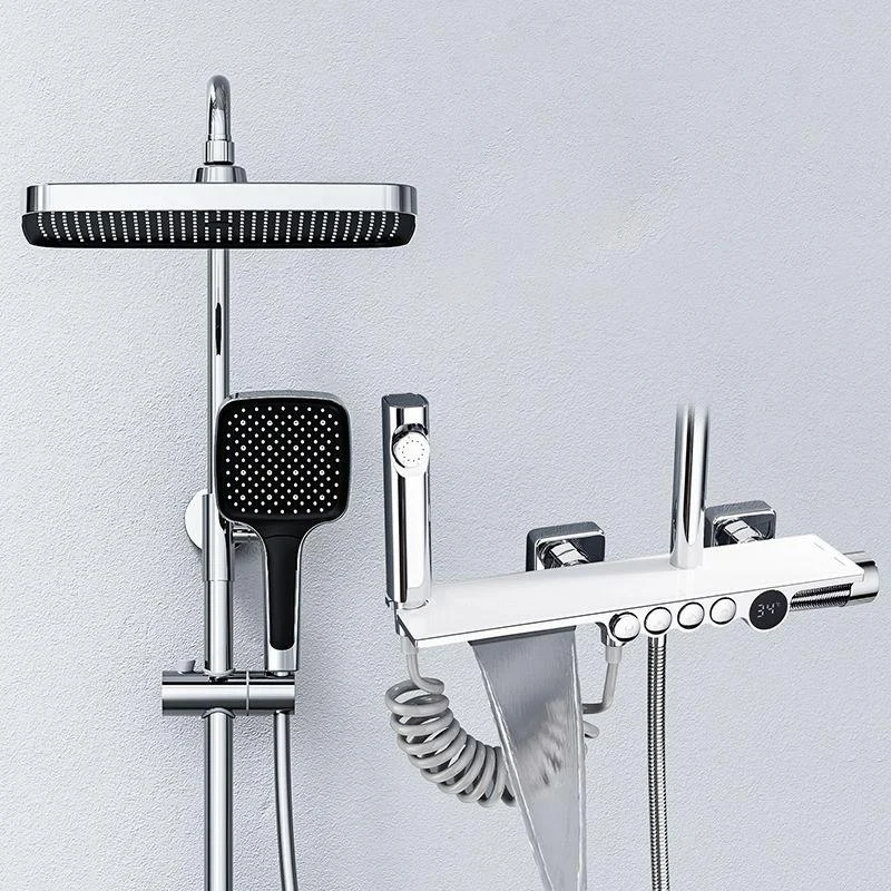 Rectangle Shower Combo Digital Display Adjustable Spray Pattern Wall Mount Shower System -Bathlova