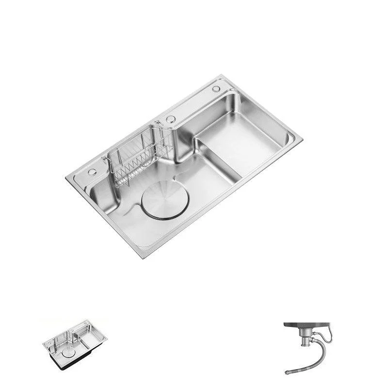 Rectangle Stainless Steel Kitchen Sink Double Basin Sink with Drain Assembly -Bathlova