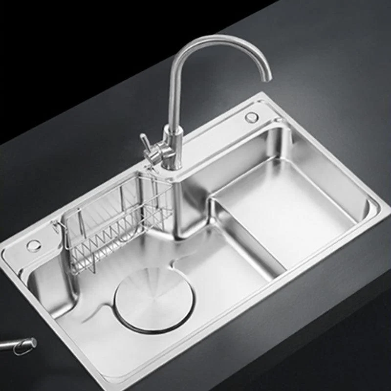 Rectangle Stainless Steel Kitchen Sink Double Basin Sink with Drain Assembly -Bathlova