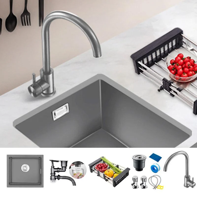 Rectangle Stainless Steel Kitchen Sink with Basket Strainer Sink -Bathlova