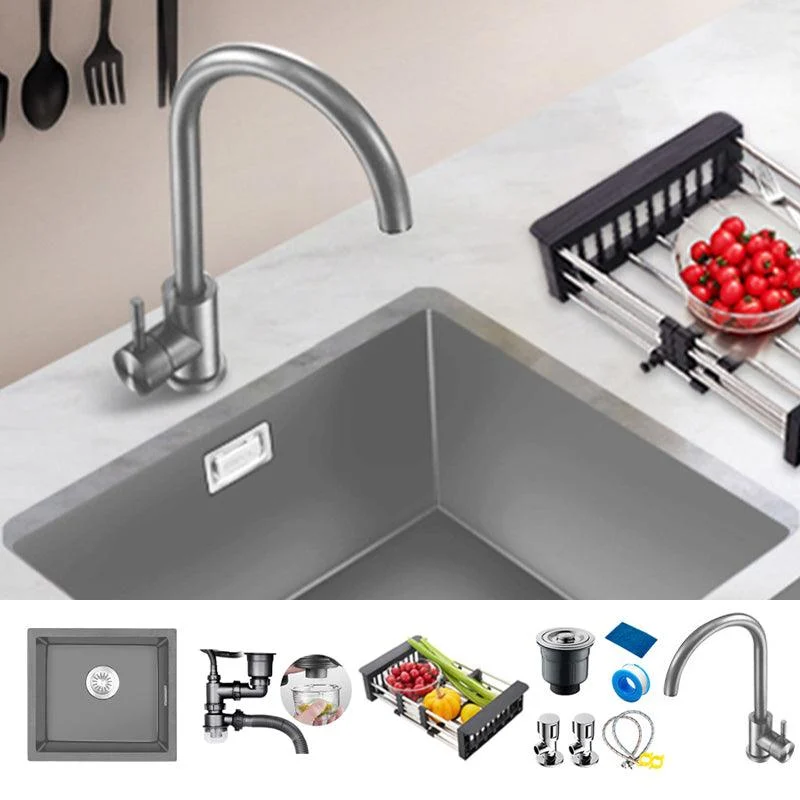 Rectangle Stainless Steel Kitchen Sink with Basket Strainer Sink -Bathlova