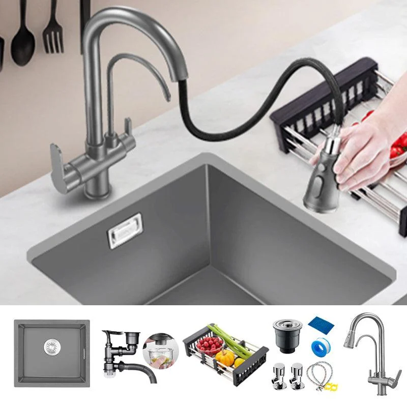 Rectangle Stainless Steel Kitchen Sink with Basket Strainer Sink -Bathlova