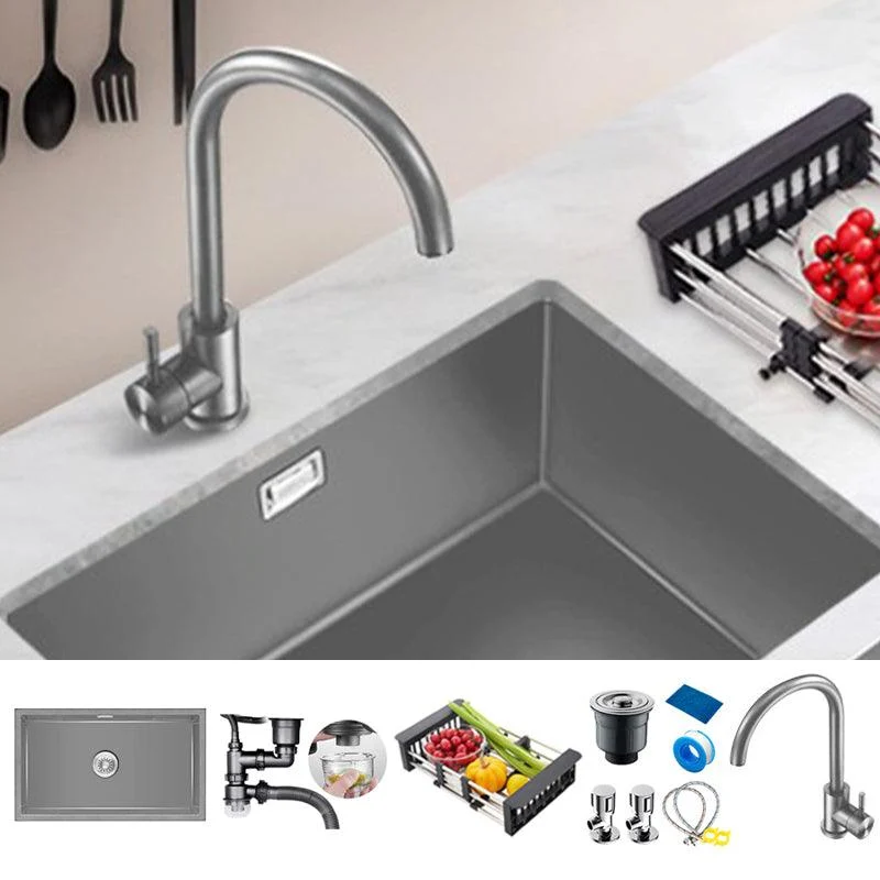 Rectangle Stainless Steel Kitchen Sink with Basket Strainer Sink -Bathlova